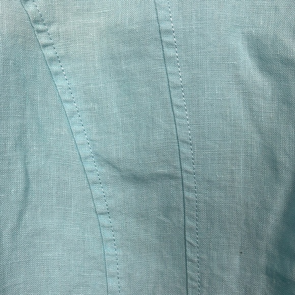 Chico’s Open Front Cardigan 1 Aqua Seam Detailing Drape Jacket 3/4 Sleeves Linen - Picture 8 of 13